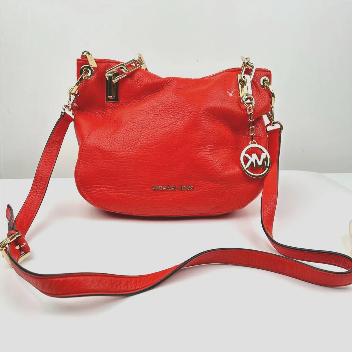Brooke Medium Leather Tote in Mandarin Gold Hardware by Michael Kors