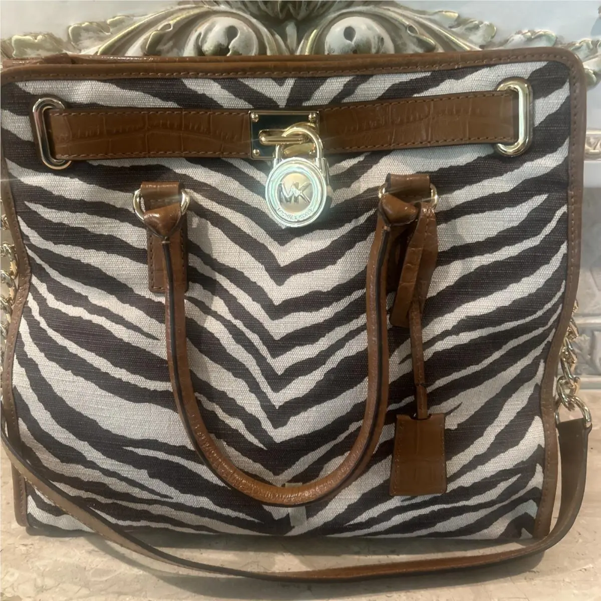 Michael Kors North/south Hamilton Canvas Tote with Leather Trim Rare