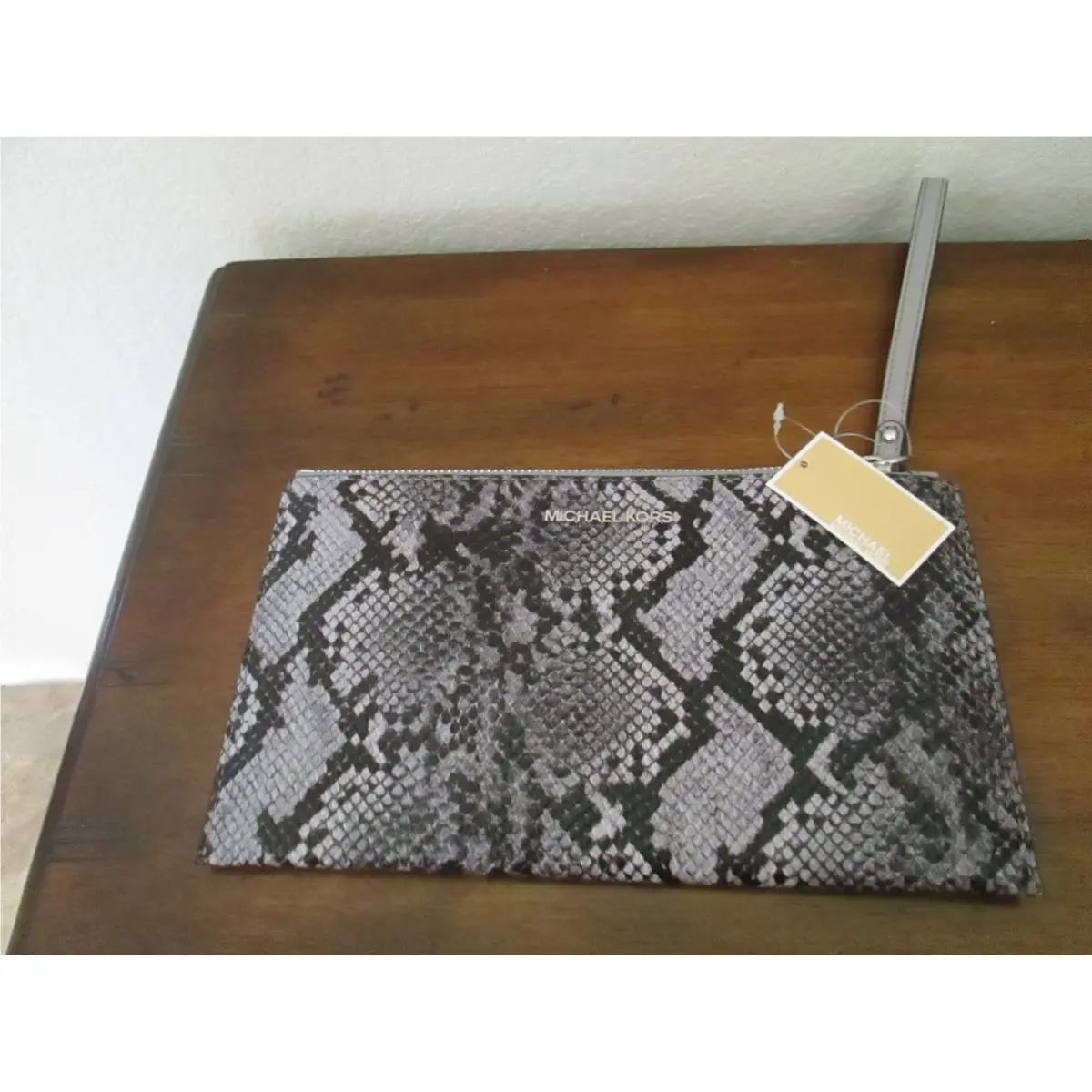 Jet Set Snakeskin Snake Print Leather Wristlet Pouch Clutch NWT/148 by Michael Kors