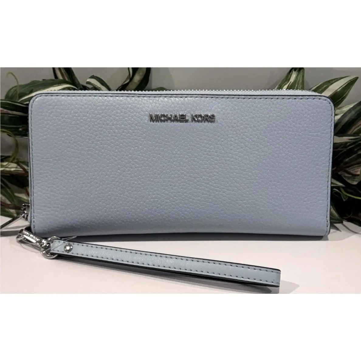 Jet Large Travel Continental Card Wallet Leather MK Blue Pale Ocean by Michael Kors
