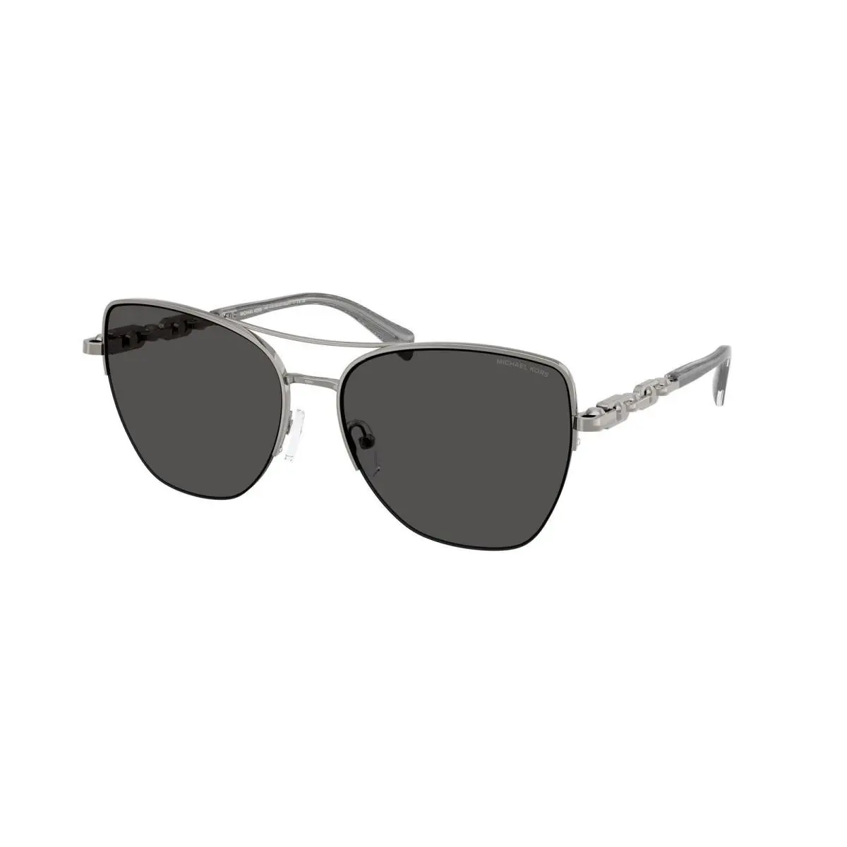 MK 1163 Gunmetal Shiny / Dark Grey Solid 100287 Size 57 Sunglasses by Michael Kors