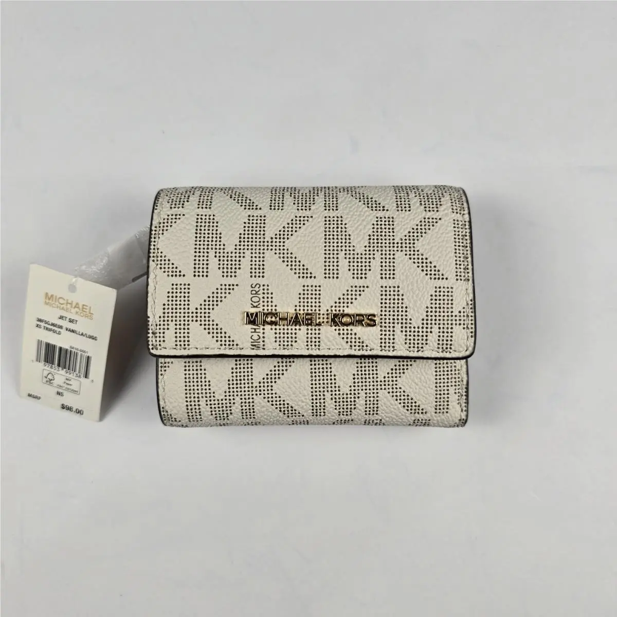 Jet Set XS Trifold Wallet Vanilla Luggage Monogram 38F5GJ6E0B by Michael Kors