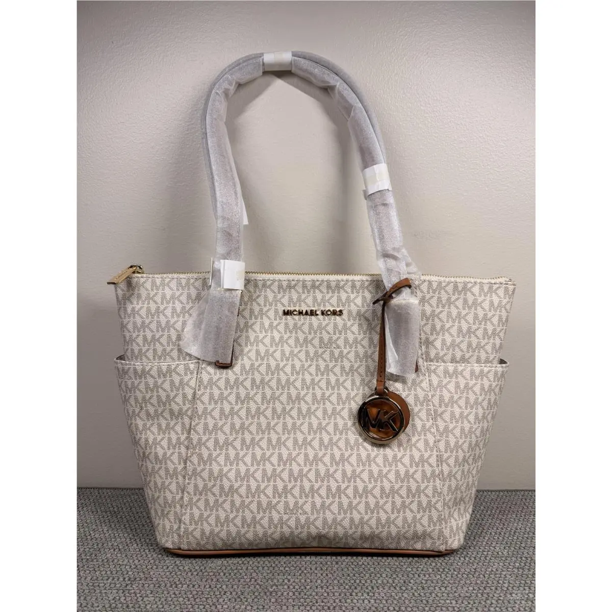 Jet Set Travel All-over Print Top-zip Tote Bag - Vanilla Color by Michael Kors