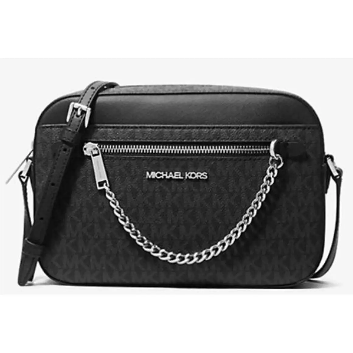 Jet Set Large EW Zip Chain Crossbody Black Saffiano Leather by Michael Kors