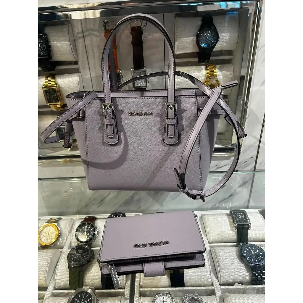 Voyager Womens Leather Crossbody Bag + Bifold Wallet Lilac by Michael Kors