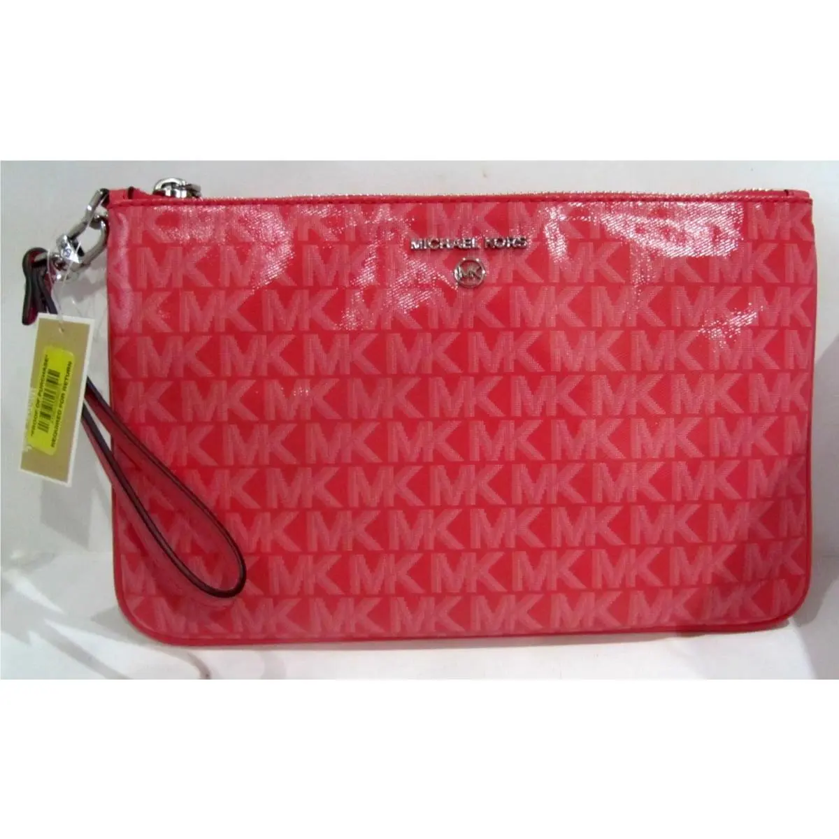 Jet Set Large Zip Geranium Signature Wristlet by Michael Kors