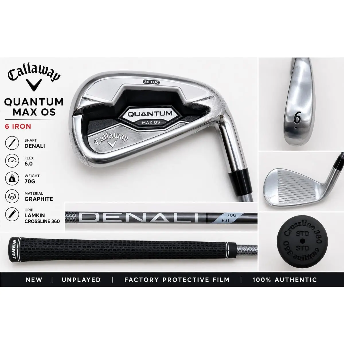 Callaway Quantum Max OS 6 Iron Denali 70G 6.0 Graphite Shaft Lamkin Grip