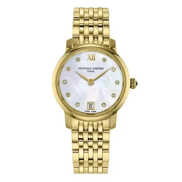 Women`s Classic Date Quartz Gold Watch 30 MM FC-220MPWD1S25B by Frederique Constant