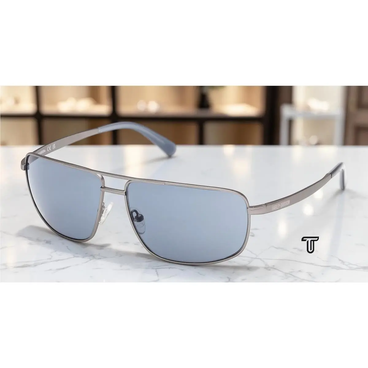 HD00025 11V Metal Matte Nickeltin Blue 64 mm Men`s Sunglasses by Harley Davidson