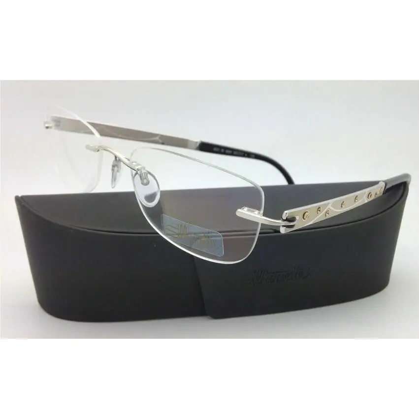 Jeweled  Eyeglasses 4231 6050 50-17 Silver Ivory W/swarovski Crystals by Silhouette