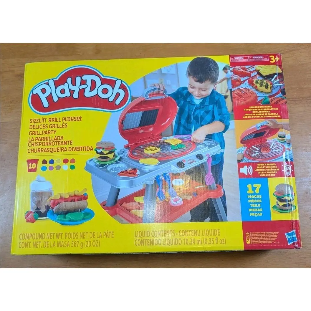 Play-doh Sizzlin’ Bbq Grill Playset 29.5 Tall with Lights Sizzling Sounds 17 Pc