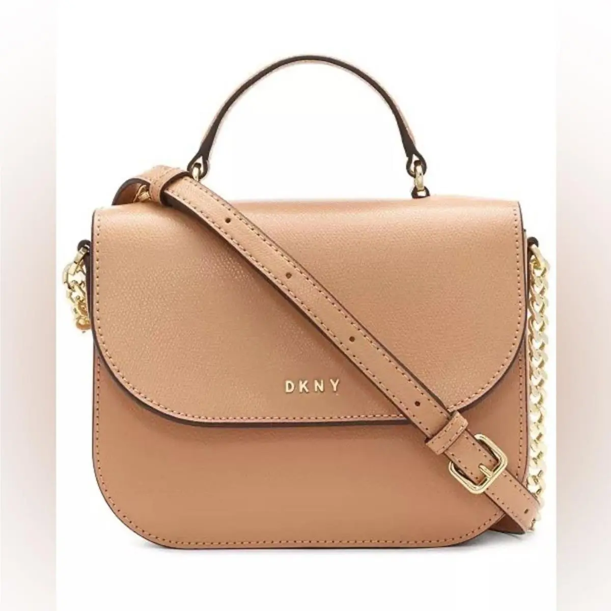 Dkny Felicia Large Top Handle Leather Crossbody Bag Tan with Dust Bag by DKNY