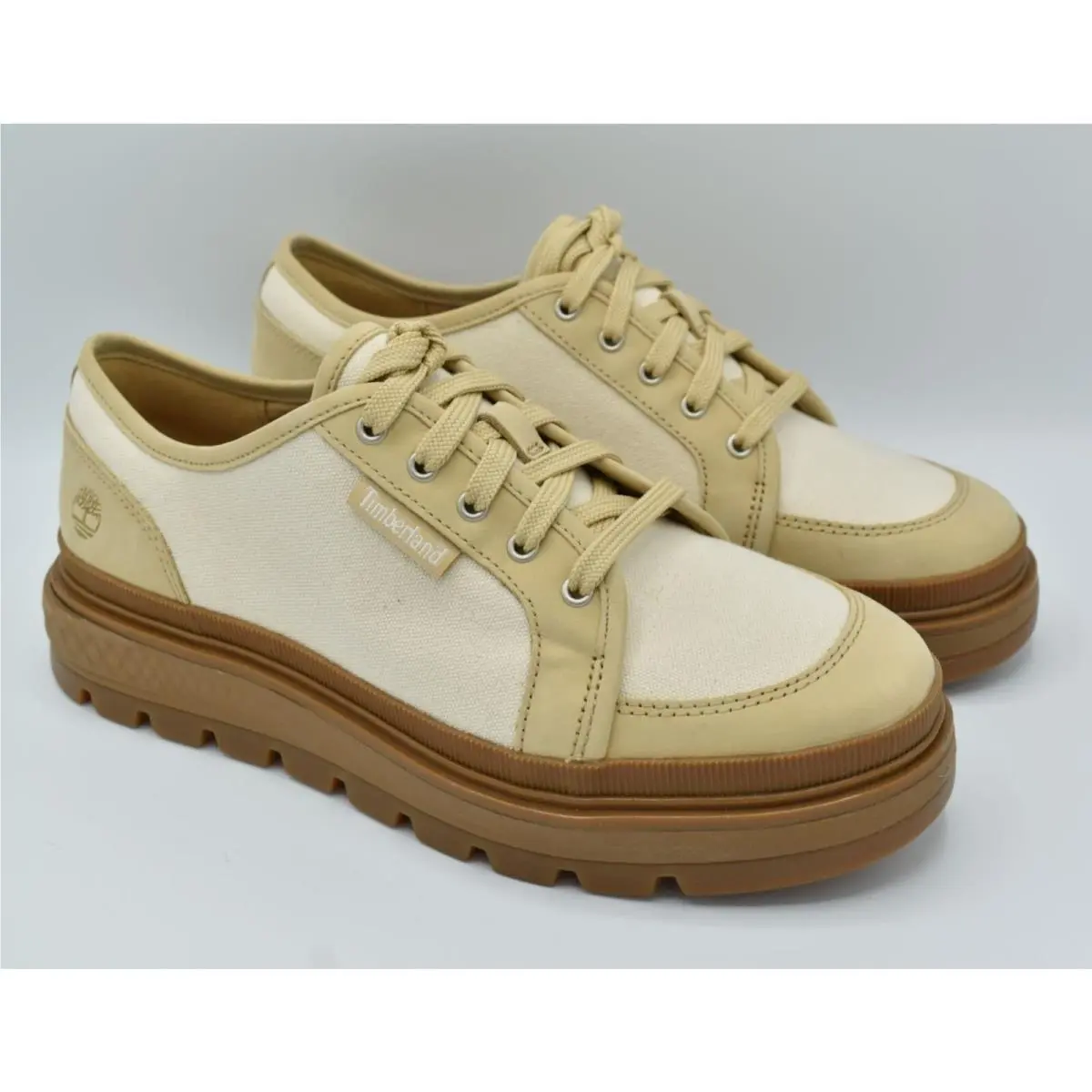 Timberland Womens Size 9.5 Ray City Ek+ Natural Canvas Platform Oxford Shoes