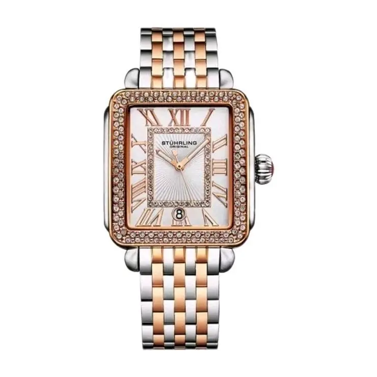 Stuhrlingoriginal Women Vivreluxe Crystal Two Tone Rose Gold Bracelet Watch by Stührling