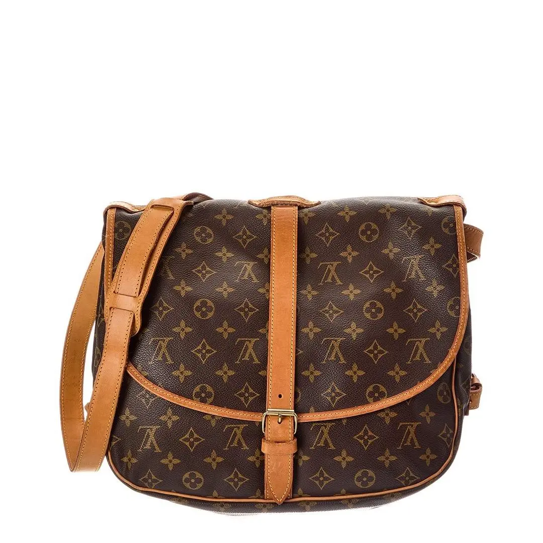 Brown Monogram Coated Canvas Saumur 35 Pre-loved by Louis Vuitton