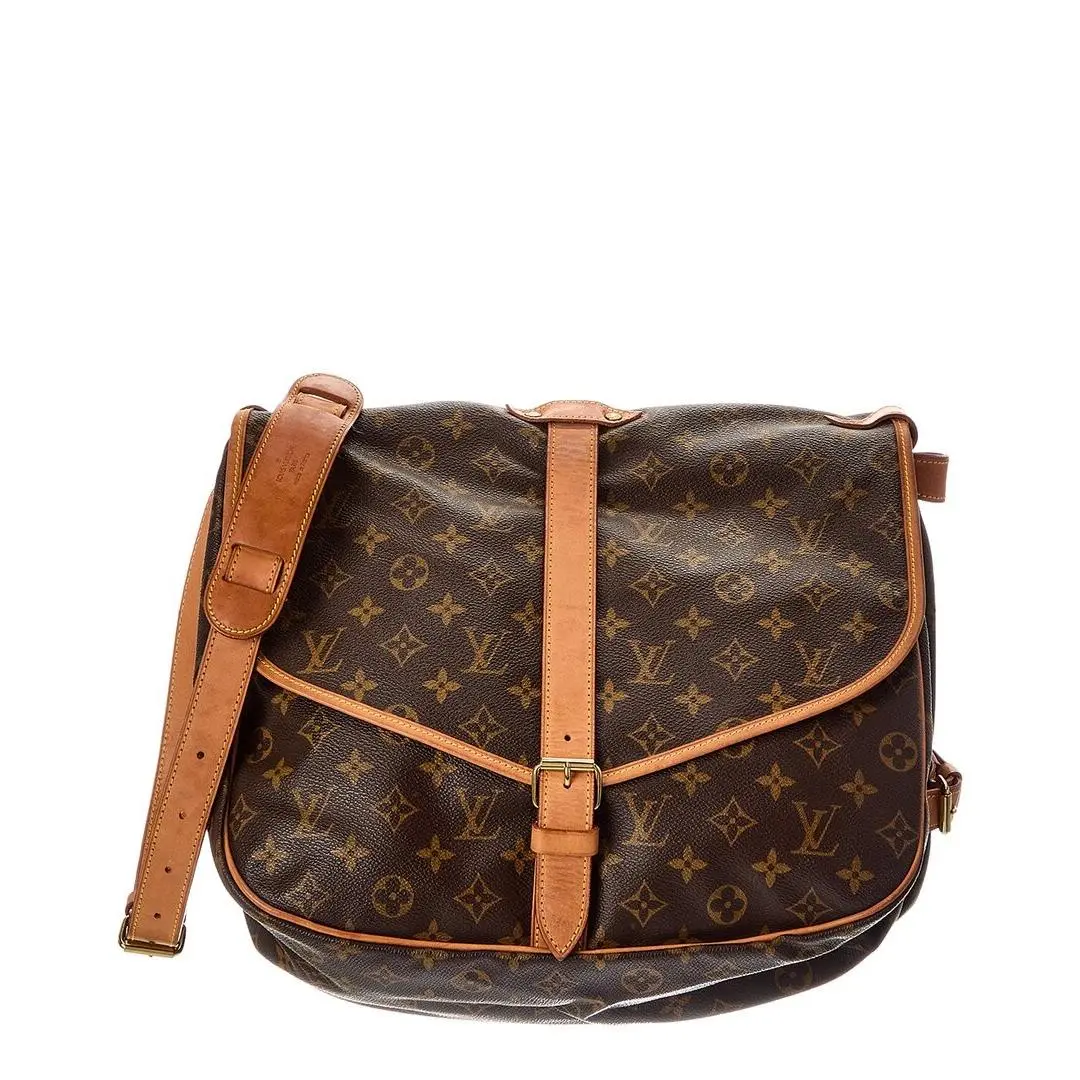 Brown Monogram Coated Canvas Saumur 35 Pre-loved by Louis Vuitton