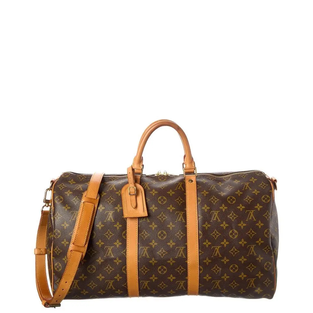 Brown Monogram Coated Canvas Keepall Bandouliere 50 by Louis Vuitton
