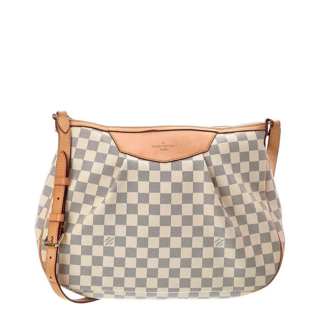 White Damier Azur Siracusa Pre-loved Women`s by Louis Vuitton