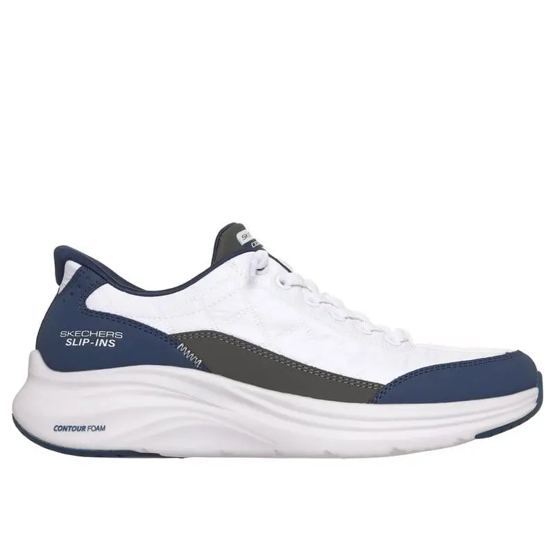 Skechers Women`s Contour Foam-cozy Fit Hands Free Slip-ins Sneaker White/navy - WHITE/NAVY