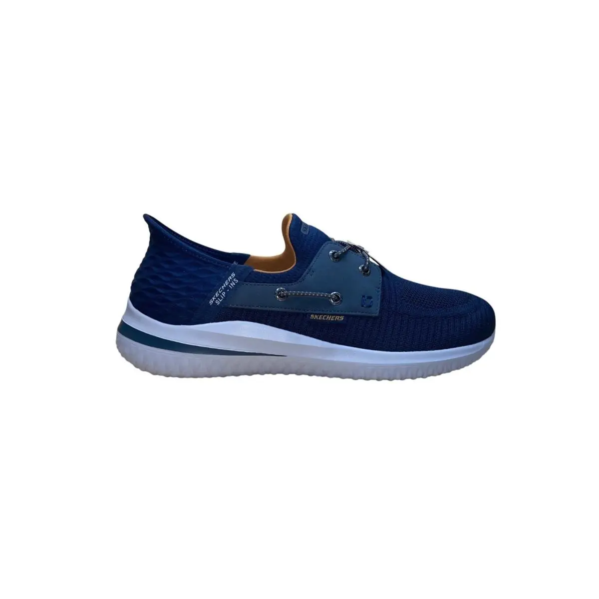 Men’s Navy Mesh Vegan Slip-ins Memory Foam Wide Fit Sneakers Size 12 by Skechers
