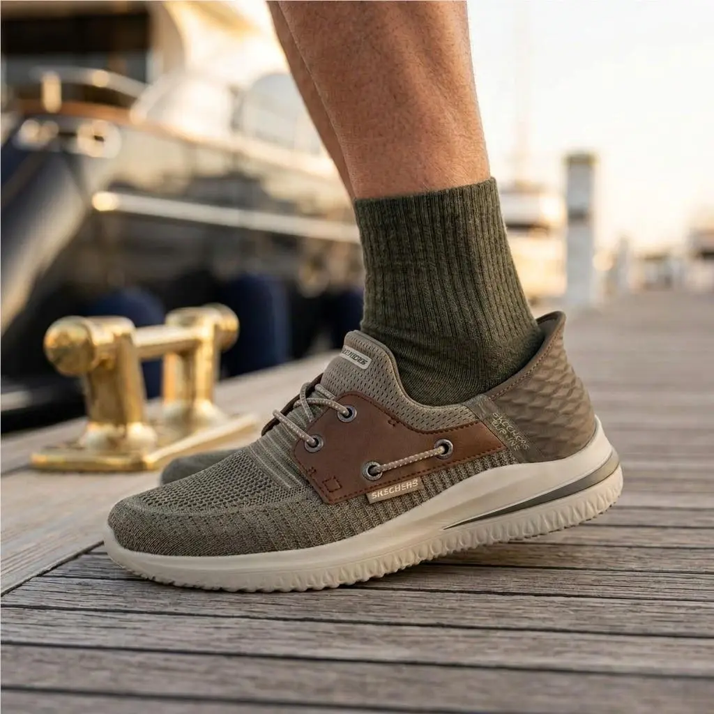 Slip-ins Delson 3.0 Roth Mens 9 Wide Taupe Brown Casual Shoes 210606W by Skechers