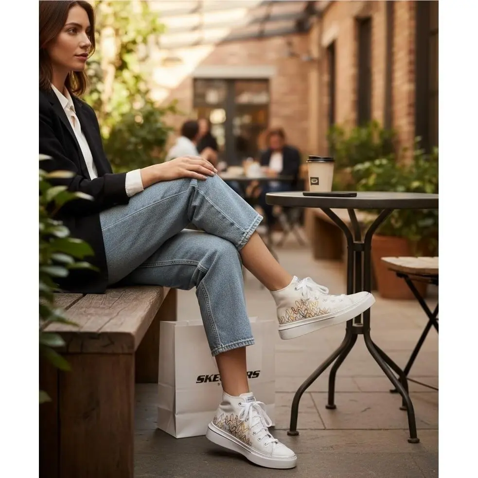 x James Goldcrown Women`s Cordova Classic - Chic Love White Sneakers 10 by Skechers