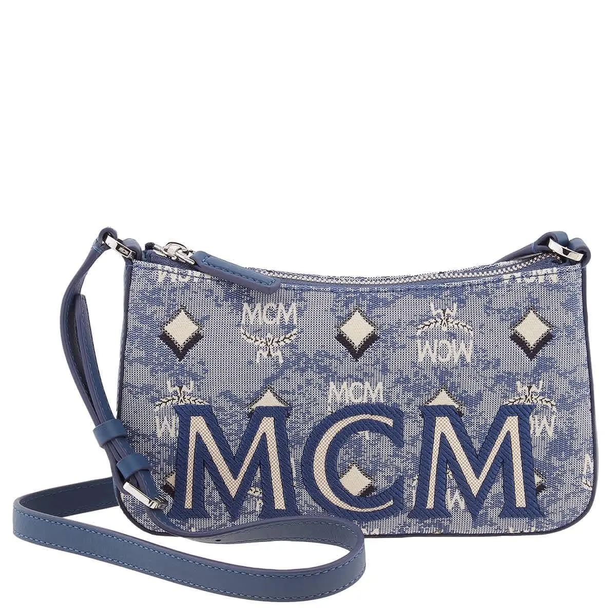 Mcm Ladies Blue Shoulder Bag in Vintage Jacquard Monogram MWSBATQ01LU by MCM