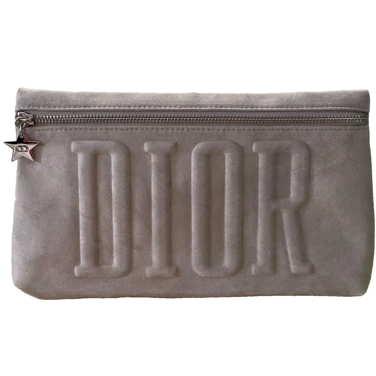 Dior Trousse Pouch Cosmetic Makeup Empty Bag Gray Suede Texture/lined