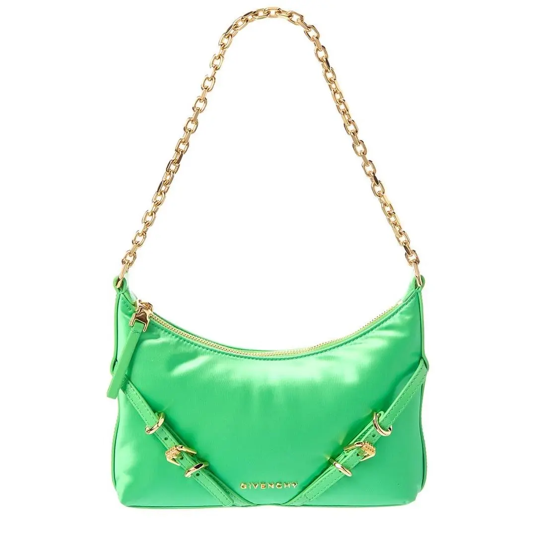 Voyou Party Satin Leather Shoulder Bag Women`s Green by Givenchy
