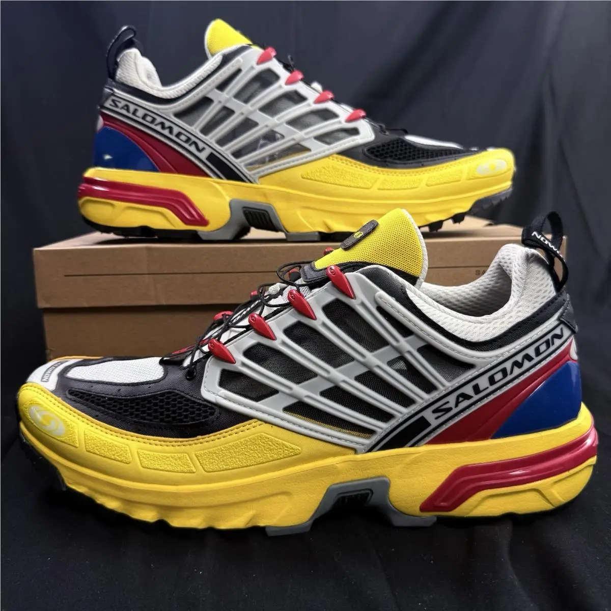 Size 13 Salomon Acs Pro Men’s Sneakers `black Lemon High Risk Red` L47298900