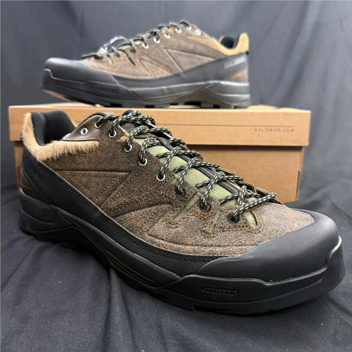Size 12 Salomon X-alp Distressed Leather `dark Earth Black` Mens Sneakers Rare