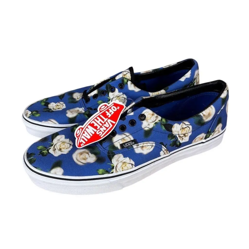 Era Sneakers Unisex Size 12 Blue Romantic Floral Rose Print Low Top by Vans