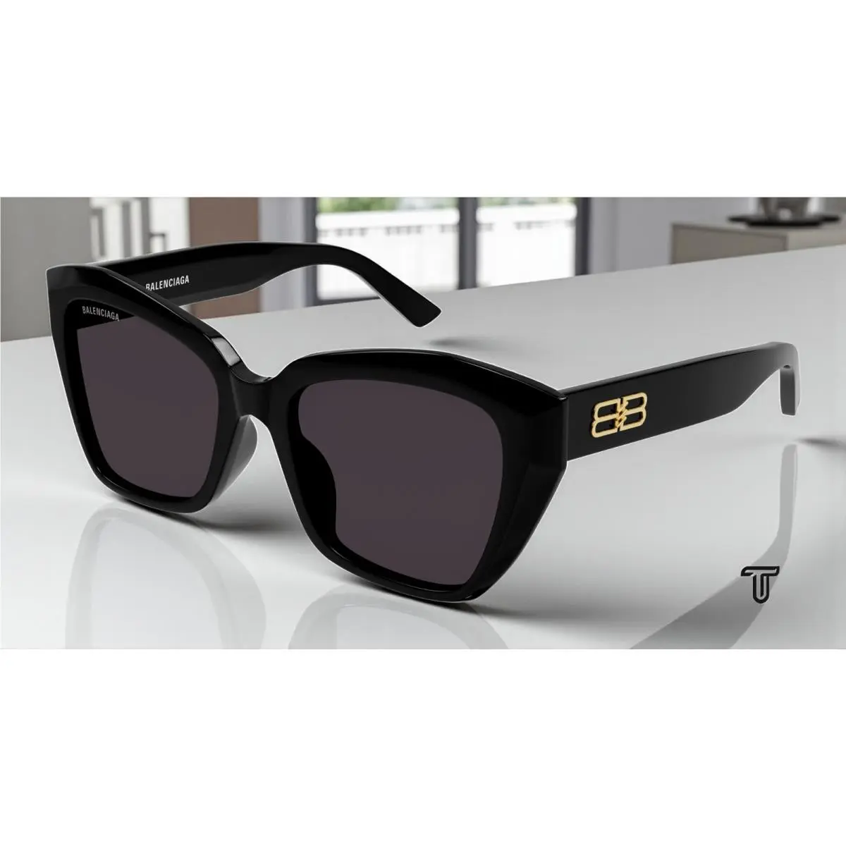 Balenciaga BB0273SA 001 Butterfly Acetate Black Grey 55 mm Women`s Sunglasses