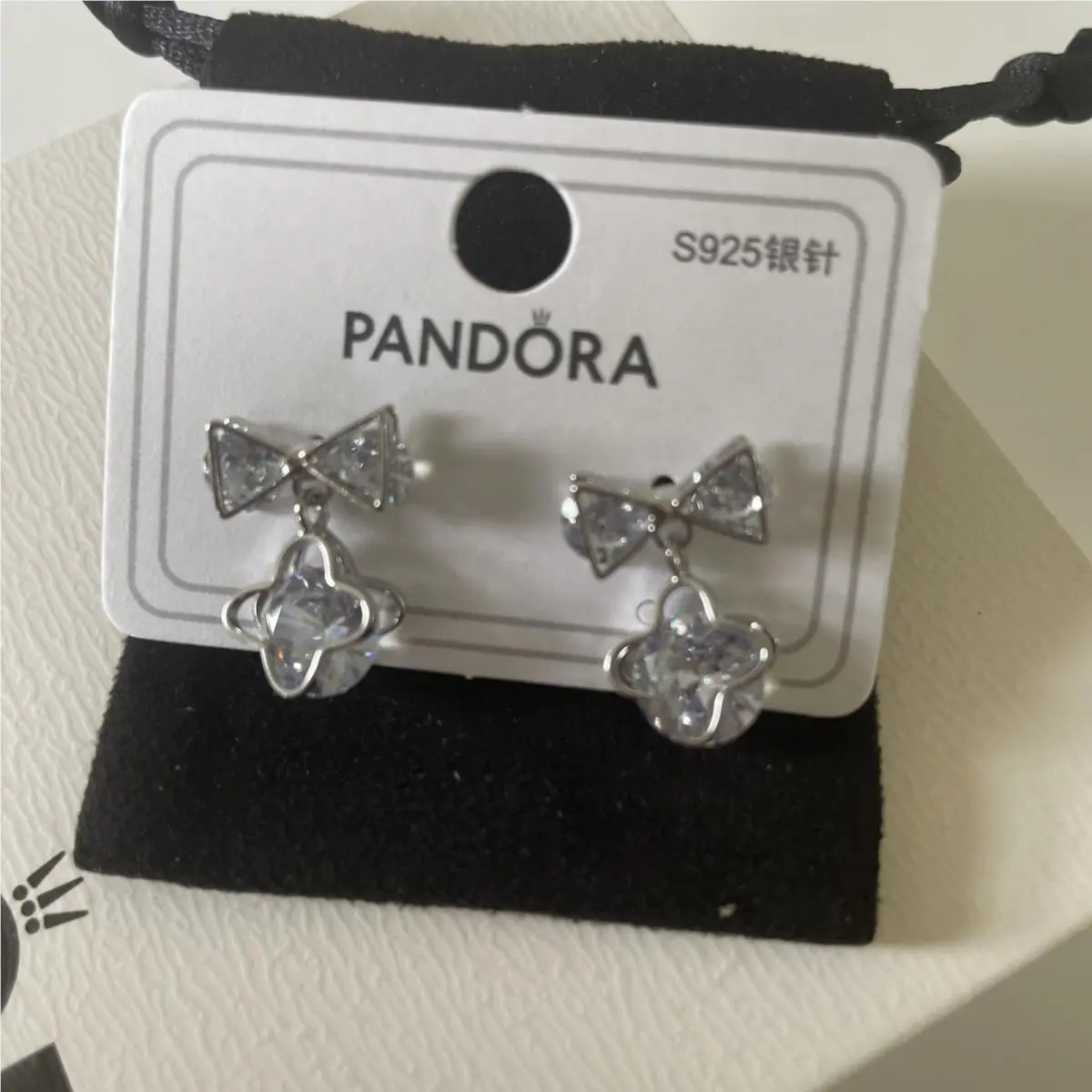 Sparkling Bow Dangle Earrings by Pandora