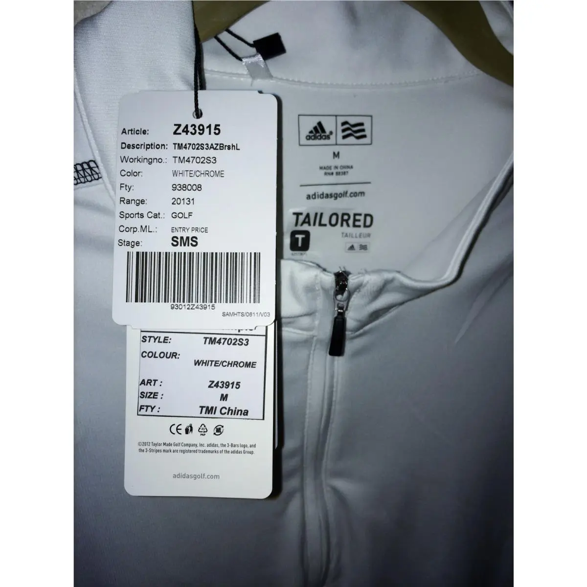 Adidas clothing - ADIDAS GOLF Adizero Half Zip White L/S Tailored Pullover Shirt - Z43915 - White 2