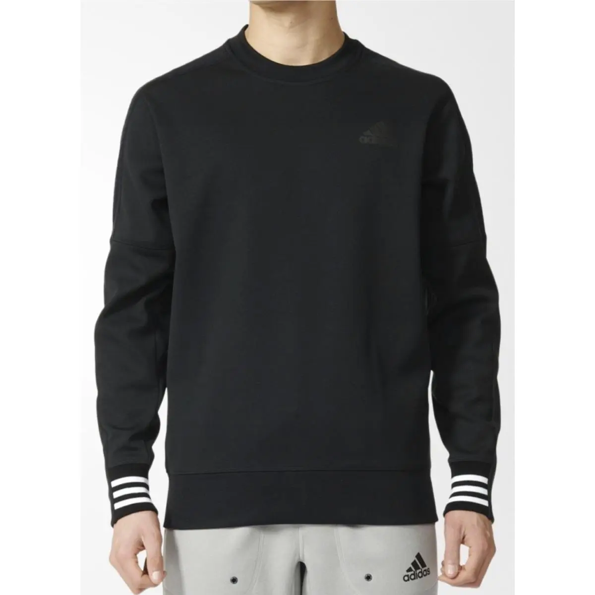 Sport ID Crew Neck Black White Pullover Sweatshirt Mens Sz S by Adidas
