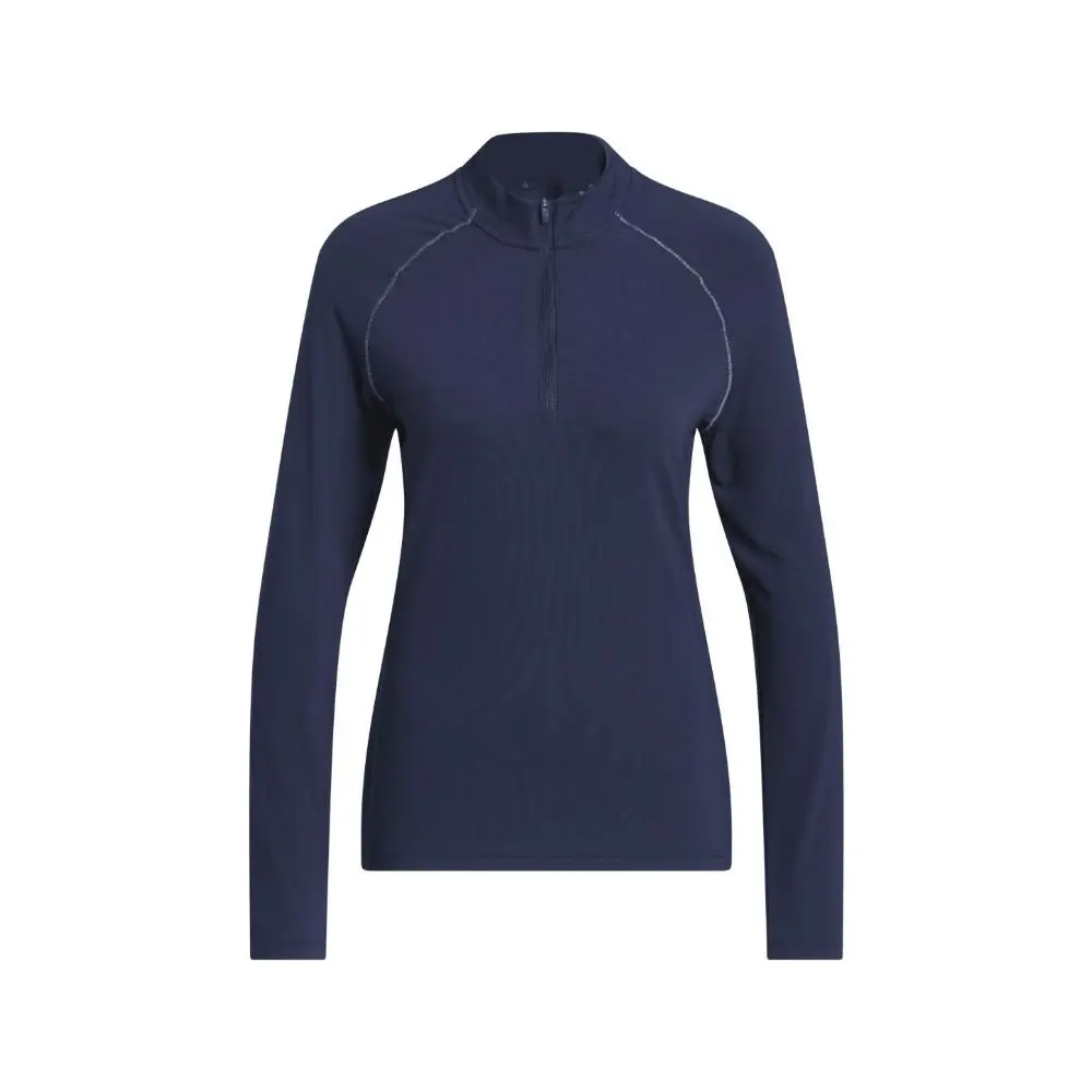 Adidas Ultimate365 Solid Quarterzip Mock Polo Shirt Womens Blue SB1158-IM7875