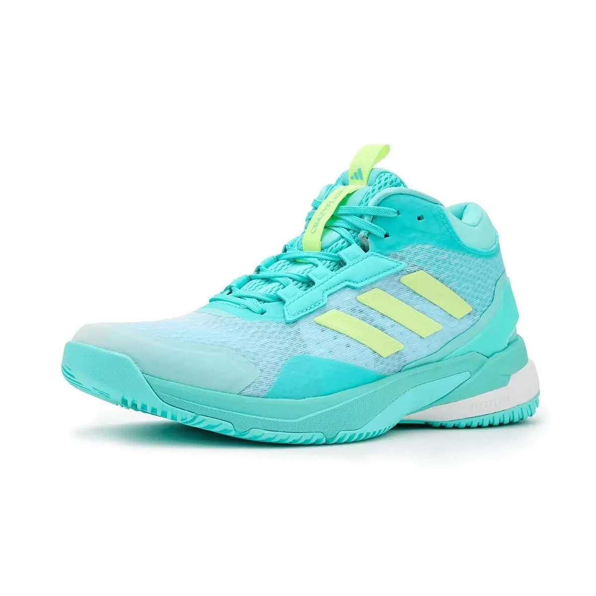 Woman`s Sneakers Athletic Shoes  Crazyflight 6 Mid Top Indoor Shoes Flash Aqua/Yellow/White by Adidas