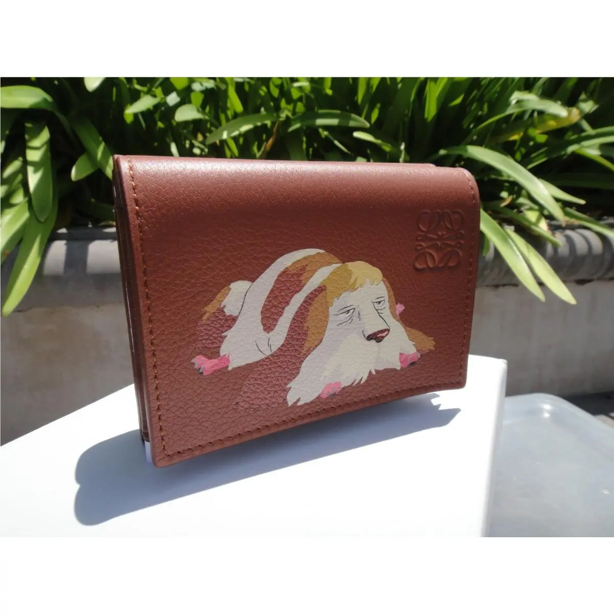 x Studio Ghilbli Howl’s Moving Castle Heen Rust Calfskin Trifold Wallet by Loewe