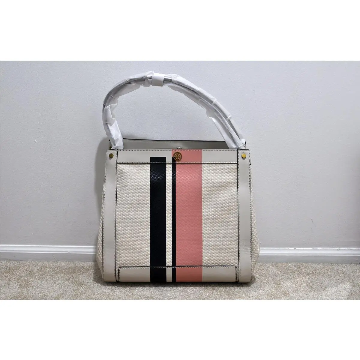 Leather Stripe Tote Limited Edition 12159912 by Tory Burch