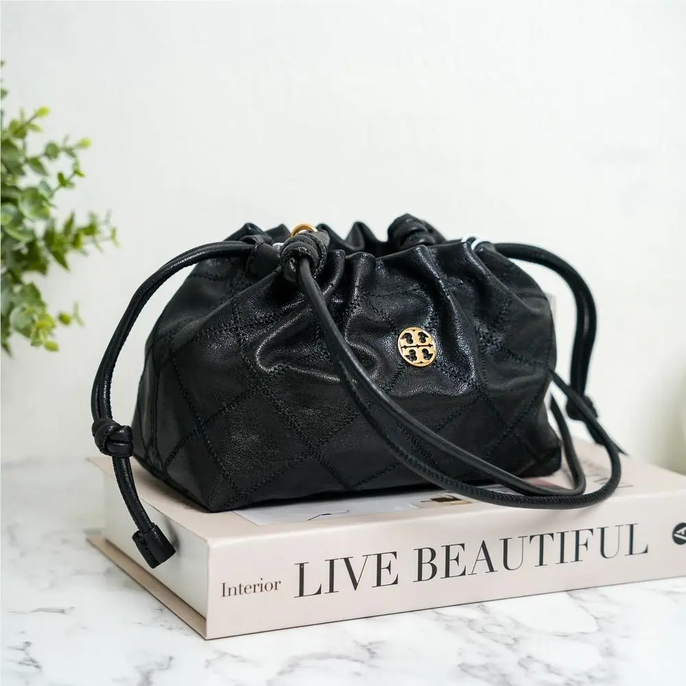 Willa E/w Drawstring Shoulder Crossbody Bag In Black by Tory Burch