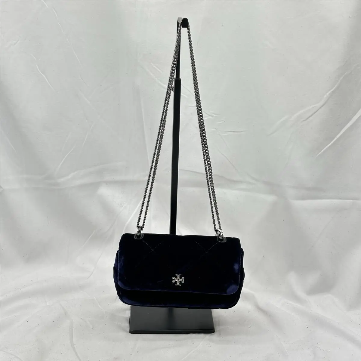 Womens Mini Kira Pave Logo Flap Crossbody Bag Velvet Perfect Navy by Tory Burch