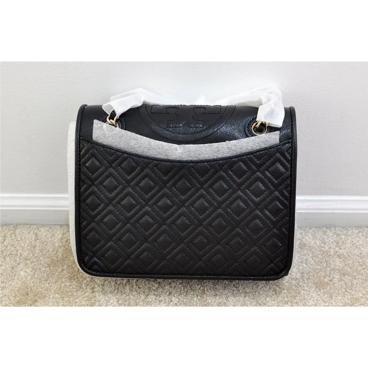 Fleming Patent Medium Bag in Black 12159765 by Tory Burch