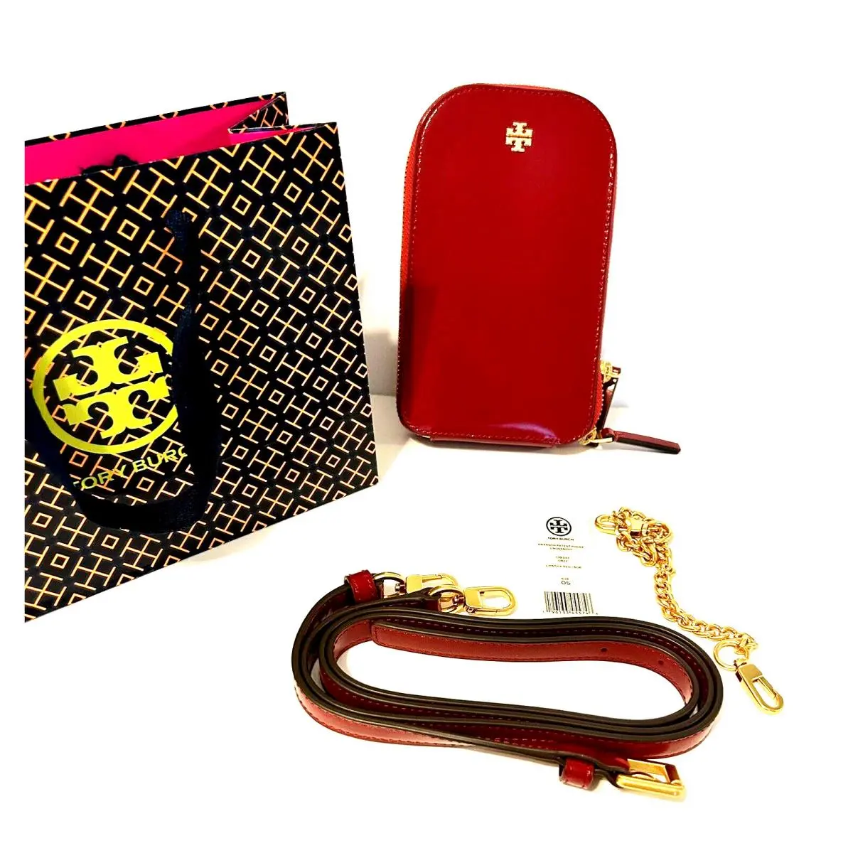 Phone Case Bag Crossbody Emerson Lips Reds Patent Leather by Tory Burch