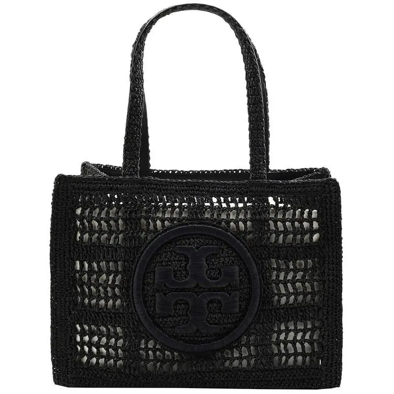 Tory Burch Black Small Hand-crochete Ella Tote Bag