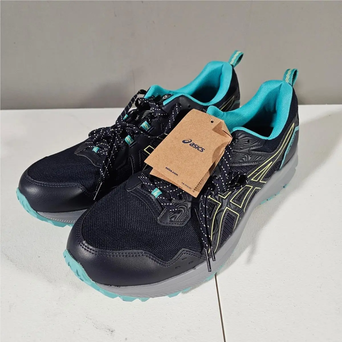Asics Trail Scout 3 Men Size 14 Black Teal Trail Running Shoes 1011B700