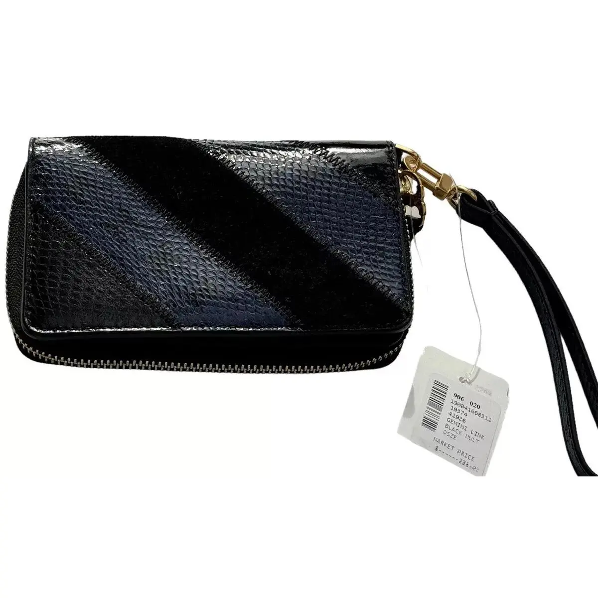 Gemini Link Snake Zip Continental Wallet Navy Black by Tory Burch