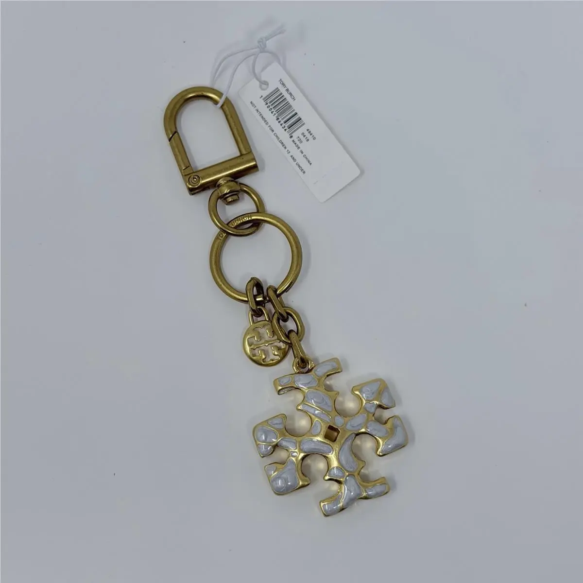 Keychain Bag Charm Gold Tone Kira Mosaic Key Fob Key Ring Logo by Tory Burch