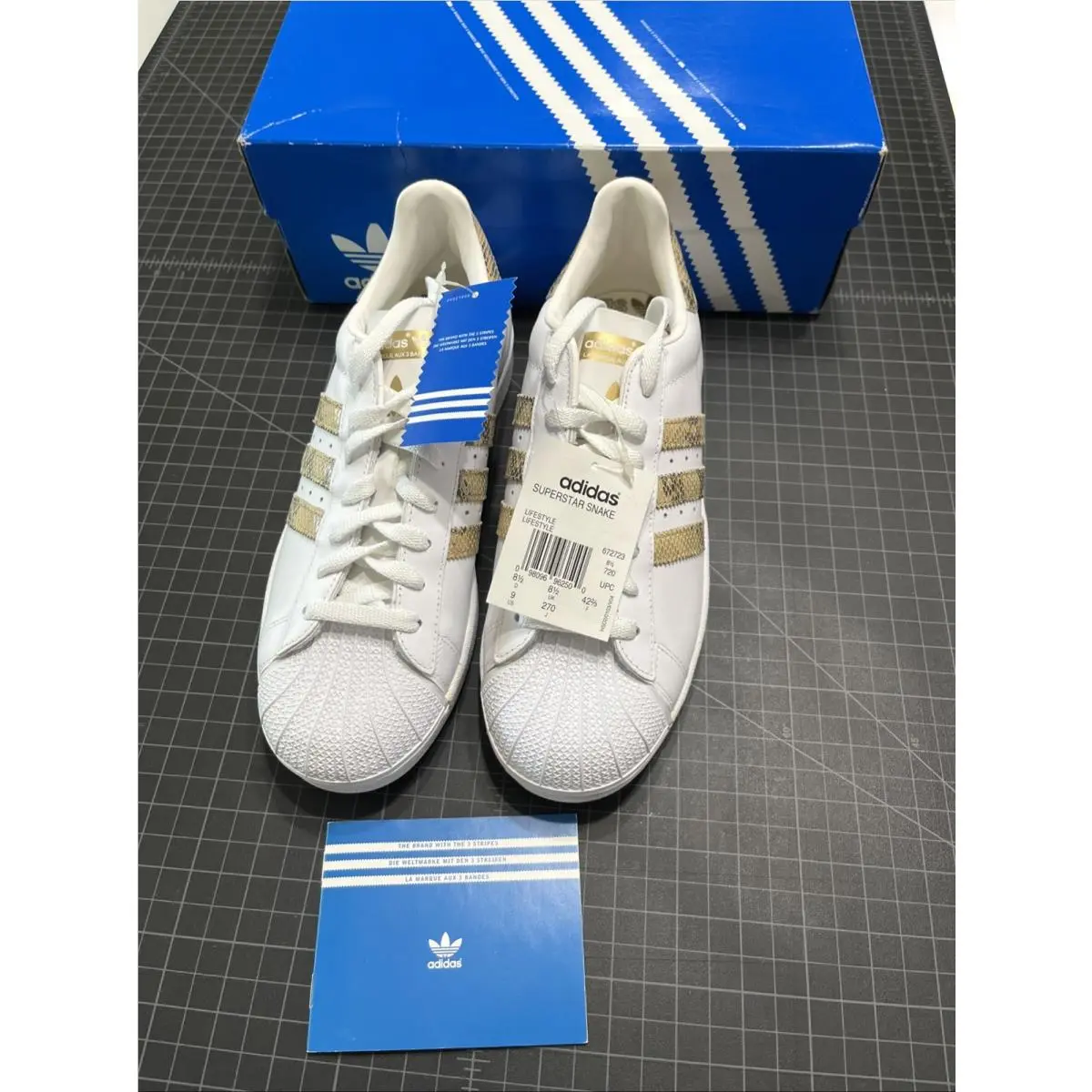 Vintage  Superstar Snake Snakeskin White Gold US 9 Booklet by Adidas