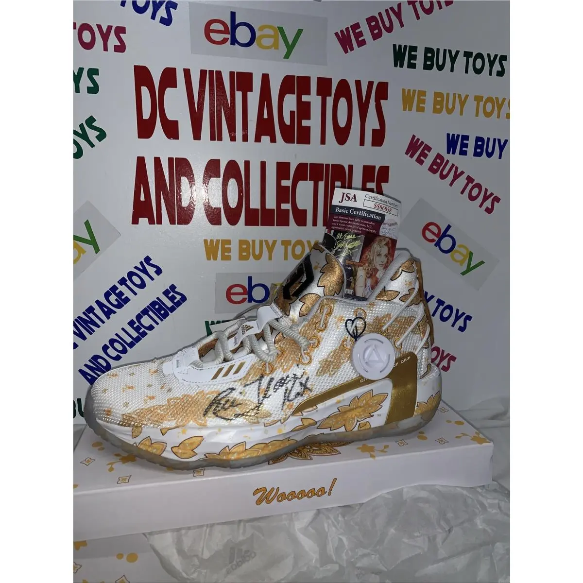 Dame Ric Flair White/gold Size 8.5 Nature Boy FX6616 Signed Authenticed by Adidas